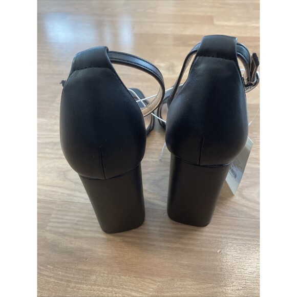 A New Day Shelly Heels Black 8.5 Wide Women's Ankle Strap Block Memory Foam NEW - Picture 11 of 16